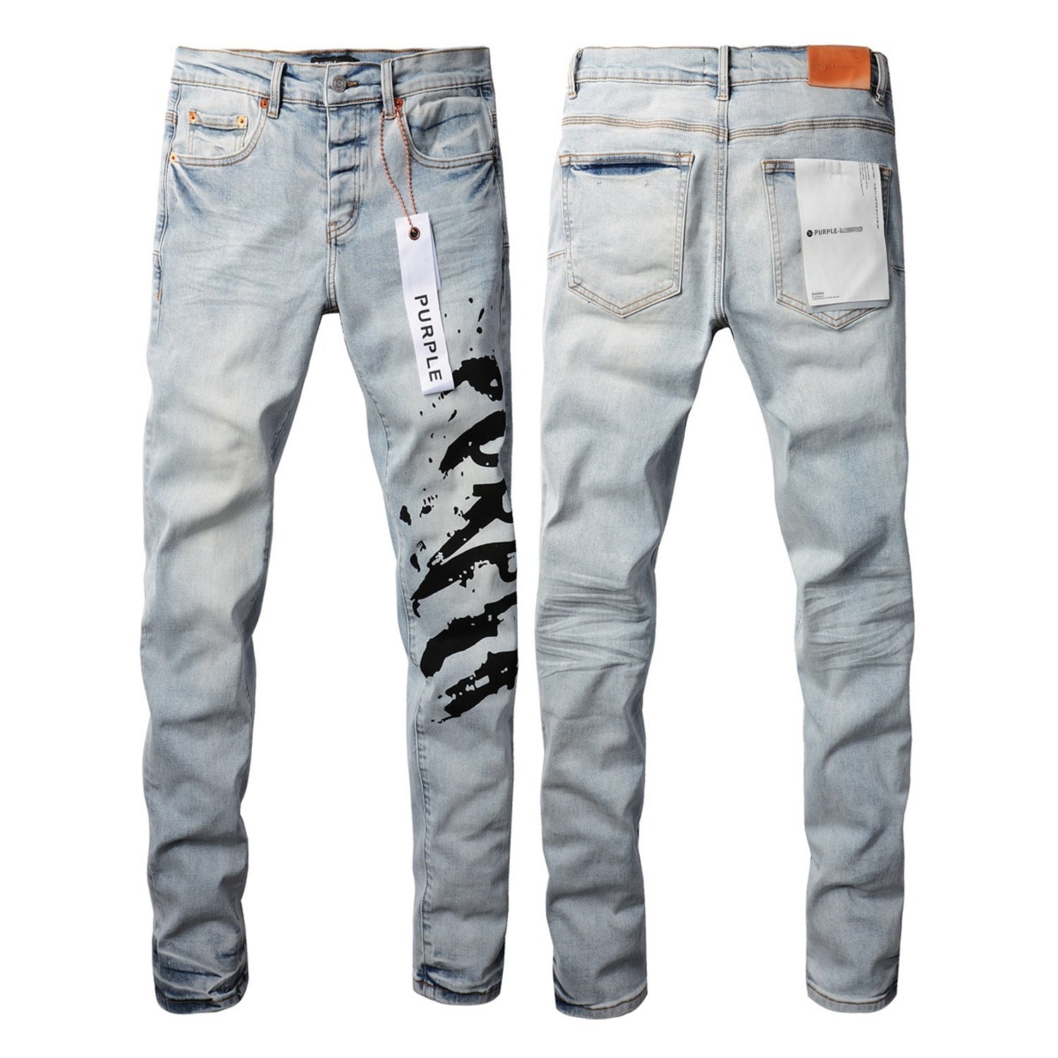 Mens Distressed Denim Jeans with Embroidery