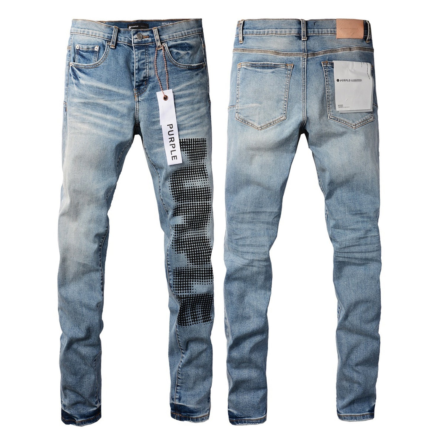 Mens Distressed Denim Jeans with Embroidery