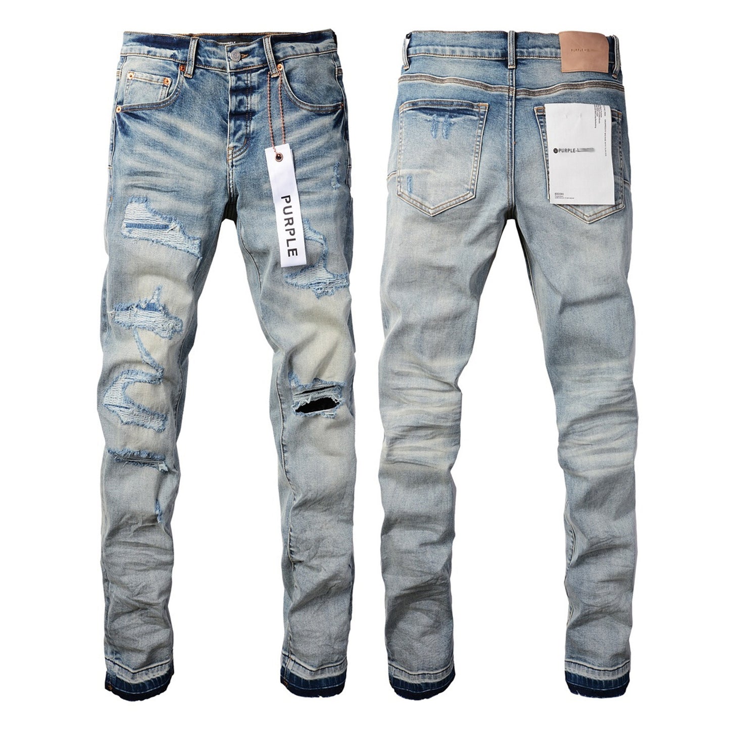 Mens Distressed Denim Jeans with Embroidery