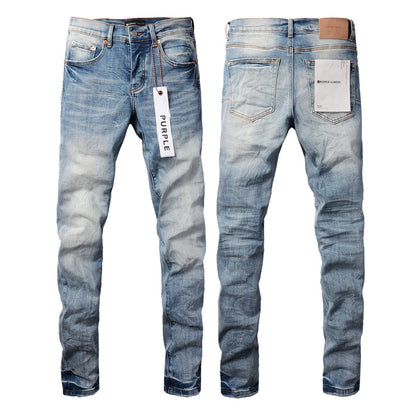 Mens Distressed Denim Jeans with Embroidery