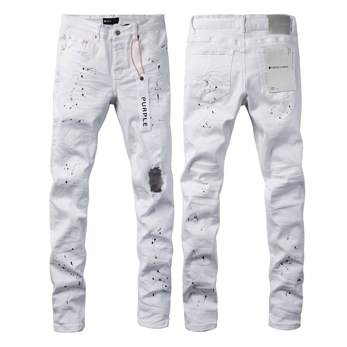 Mens Distressed Denim Jeans with Embroidery