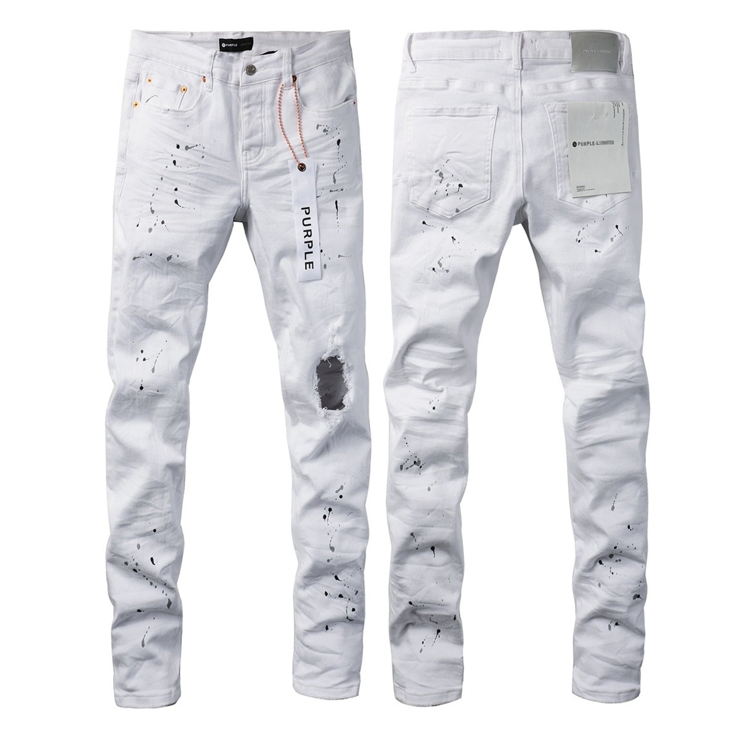 Mens Distressed Denim Jeans with Embroidery