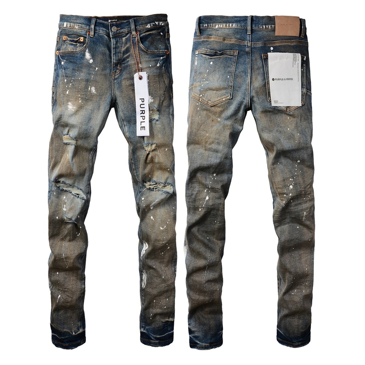 Mens Distressed Denim Jeans with Embroidery