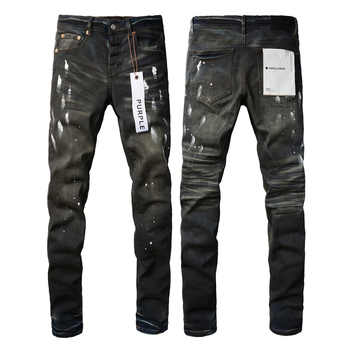 Mens Distressed Denim Jeans with Embroidery
