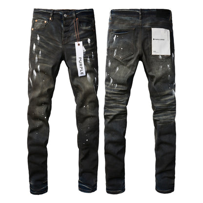 Mens Distressed Denim Jeans with Embroidery