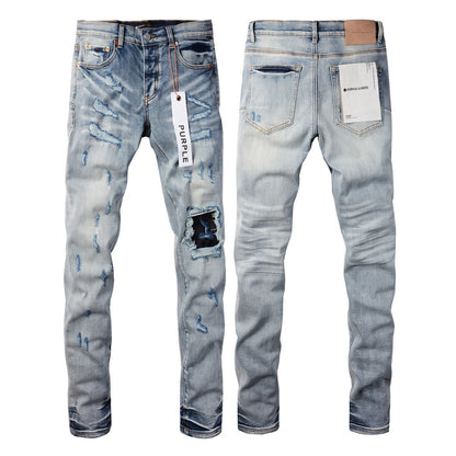Mens Distressed Denim Jeans with Embroidery