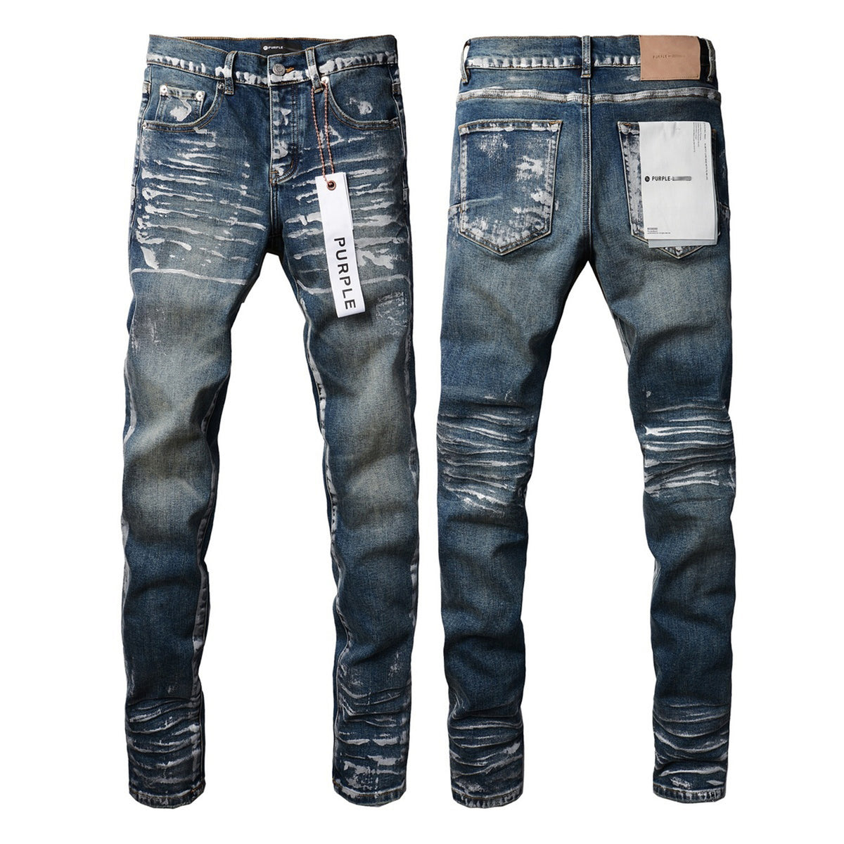 Mens Distressed Denim Jeans with Embroidery