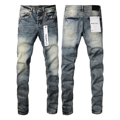 Mens Distressed Denim Jeans with Embroidery
