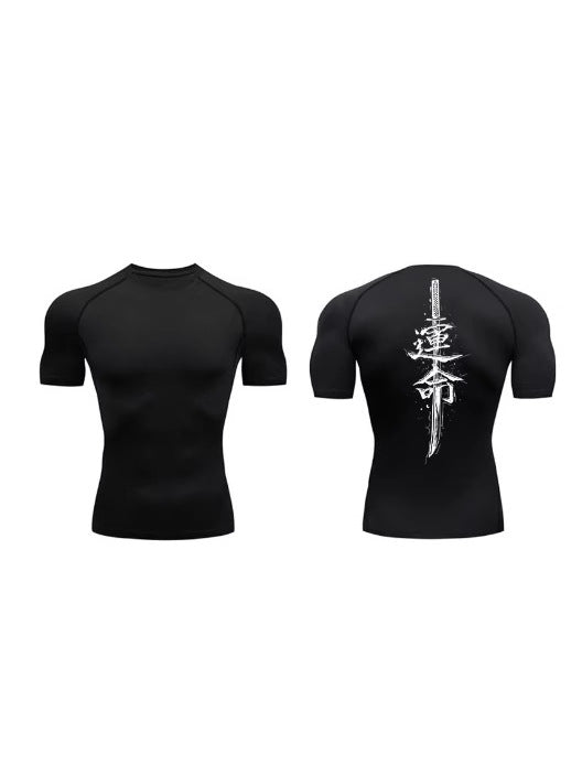 Mens Dragon Print Compression Sport Shirt