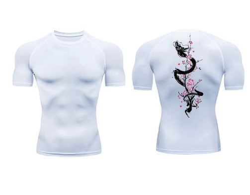 Mens Dragon Print Compression Sport Shirt