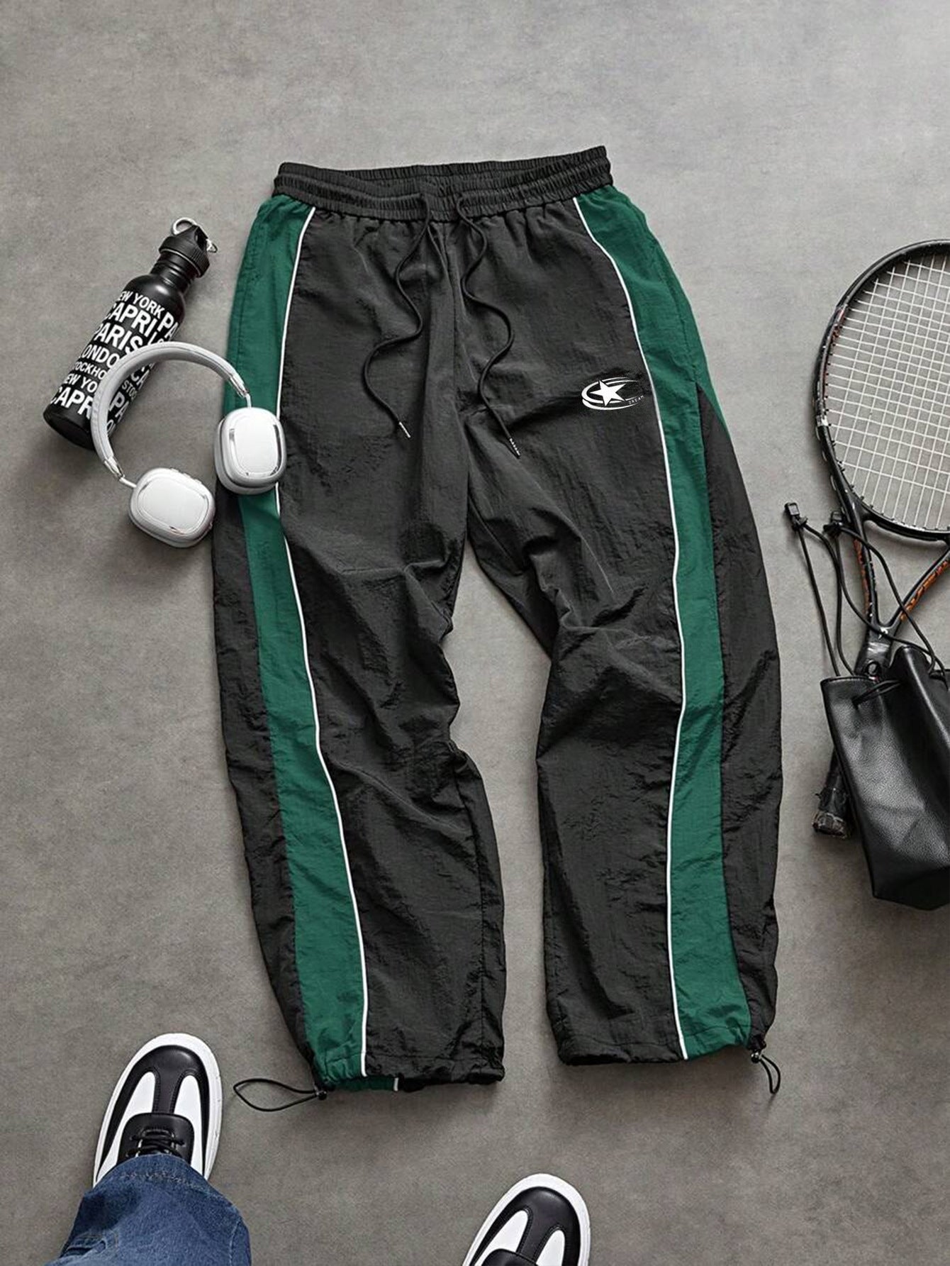 Mens Drawstring Cuff Casual Pants