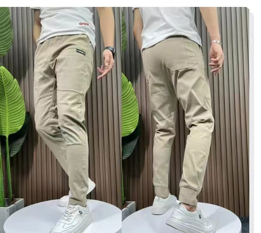 Mens Elastic Casual Tapered Pants