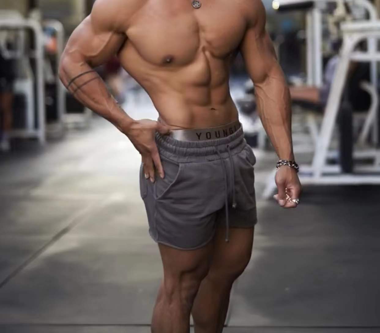 Mens Elastic Fitness Training Shorts