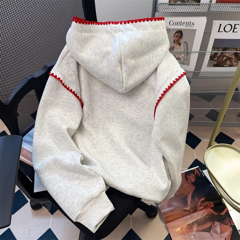 Mens Embroidered Letter Color Block Hoodie