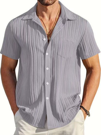 Mens Fashion Short Sleeve Striped Shirt