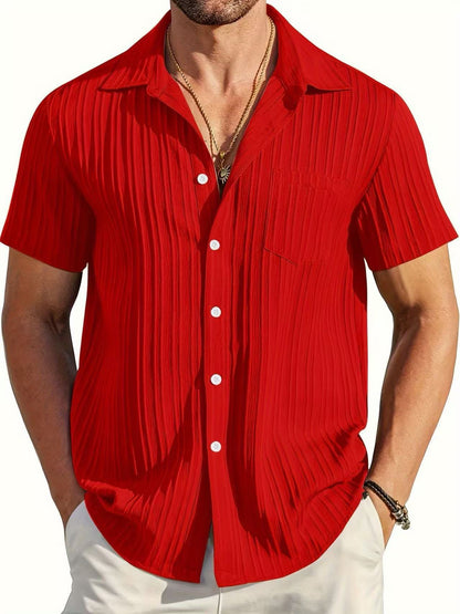 Mens Fashion Short Sleeve Striped Shirt