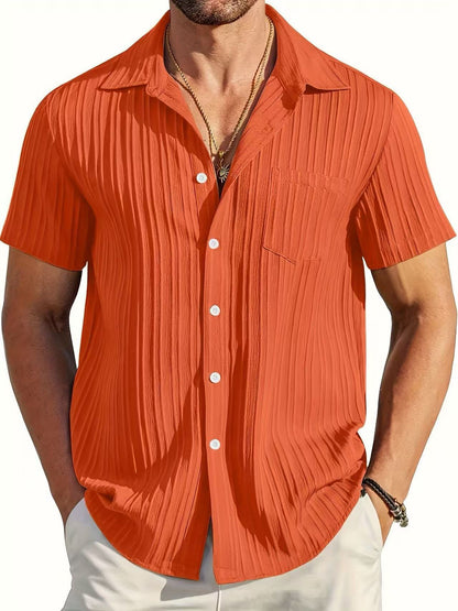 Mens Fashion Short Sleeve Striped Shirt