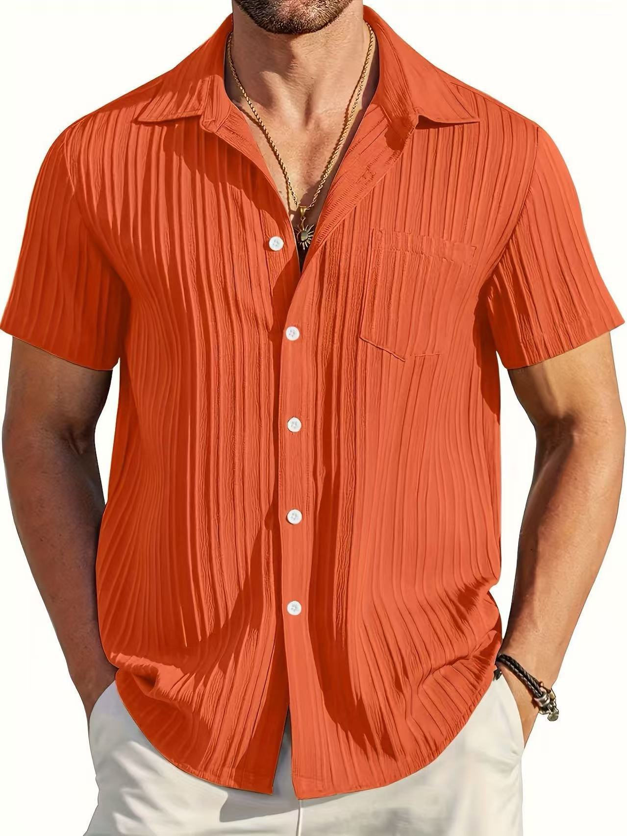 Mens Fashion Short Sleeve Striped Shirt
