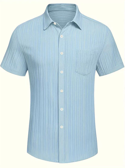 Mens Fashion Short Sleeve Striped Shirt