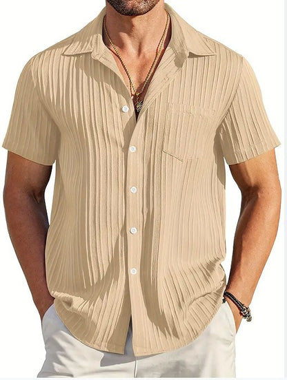 Mens Fashion Short Sleeve Striped Shirt