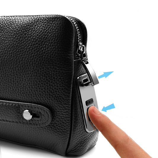 Mens Fingerprint Lock Leather Handbag