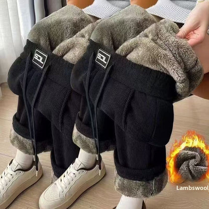 Mens Fleece-Lined Corduroy Winter Pants