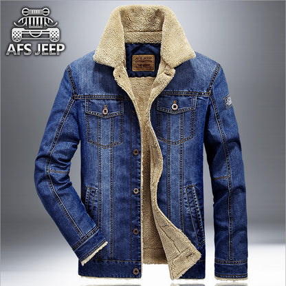 Mens Fleece-Lined Denim Cotton Jacket