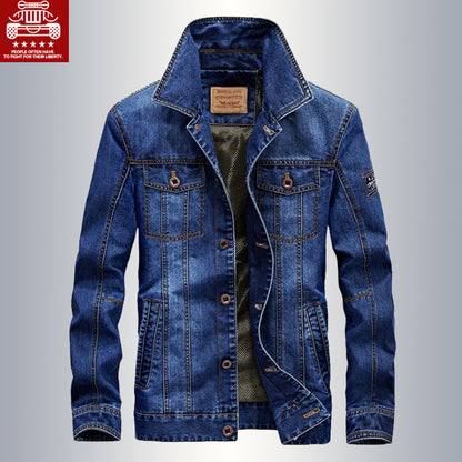 Mens Fleece-Lined Denim Cotton Jacket