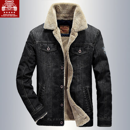Mens Fleece-Lined Denim Cotton Jacket