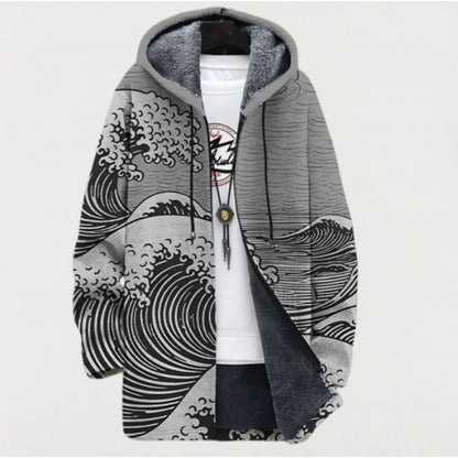 Mens Fleece Lined Hooded Cardigan Jacket