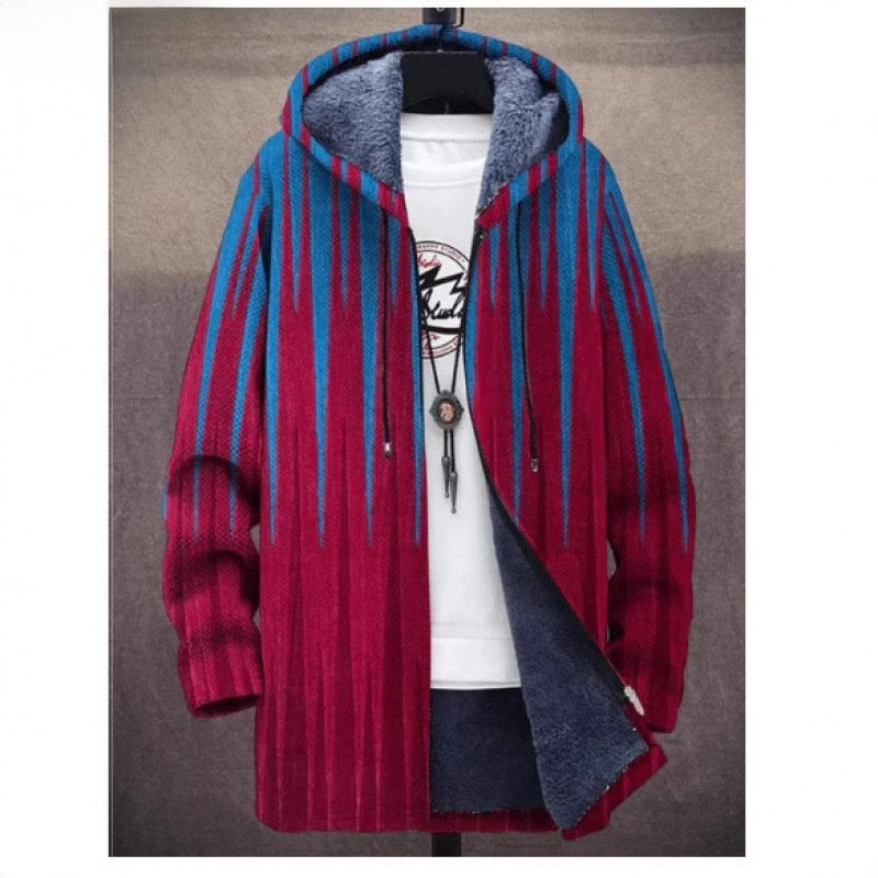 Mens Fleece Lined Hooded Cardigan Jacket