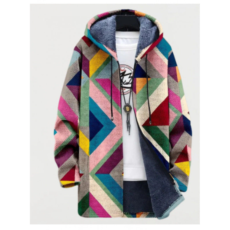 Mens Fleece Lined Hooded Cardigan Jacket