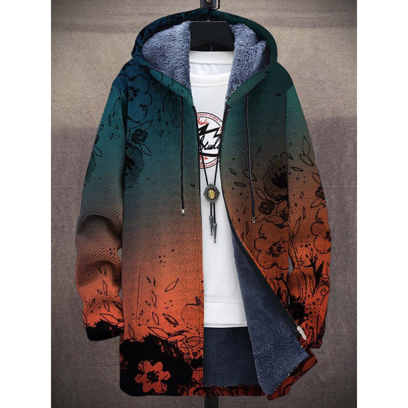 Mens Fleece Lined Hooded Cardigan Jacket