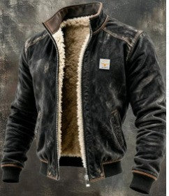 Mens Fleece Lined Plaid Hooded Jacket