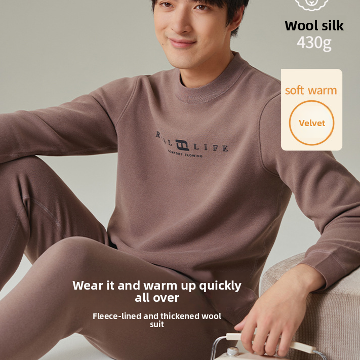 Mens Fleece Lined Thermal Underwear Set