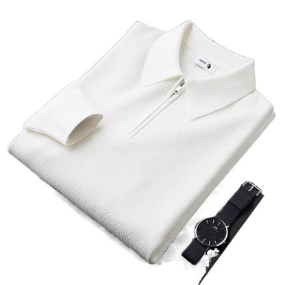 Mens Fleece Lined Waffle Knit Polo Shirt