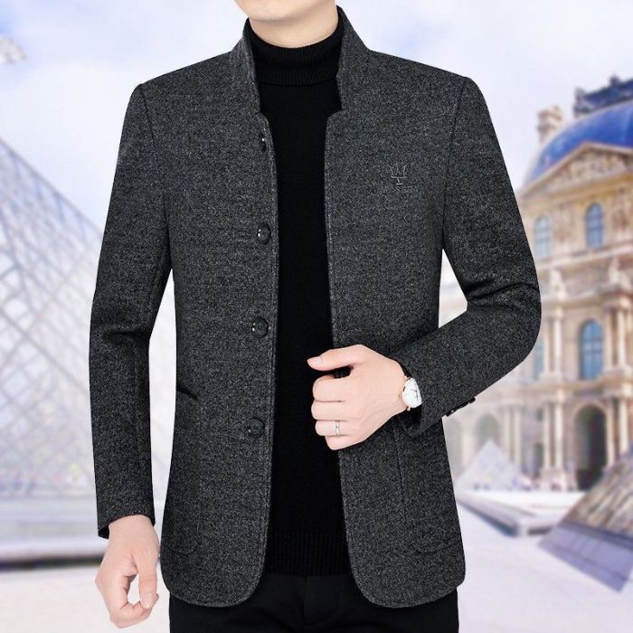 Mens Fleece Lined Wool Jacket