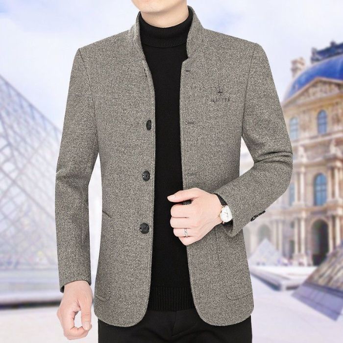 Mens Fleece Lined Wool Jacket