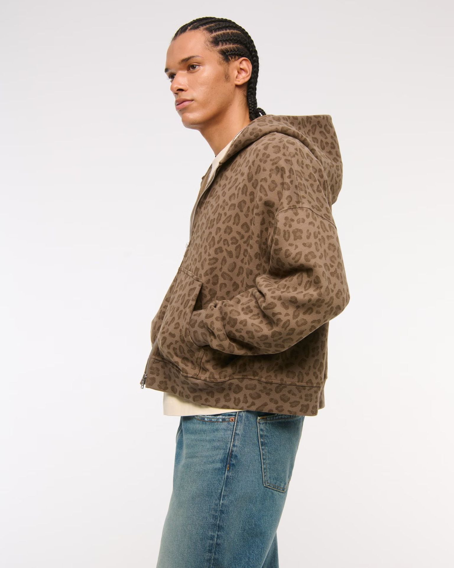 Mens Fleece Lined Zip Up Hooded Sweatshirt