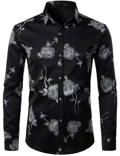 Mens Floral Print Long Sleeve Shirt