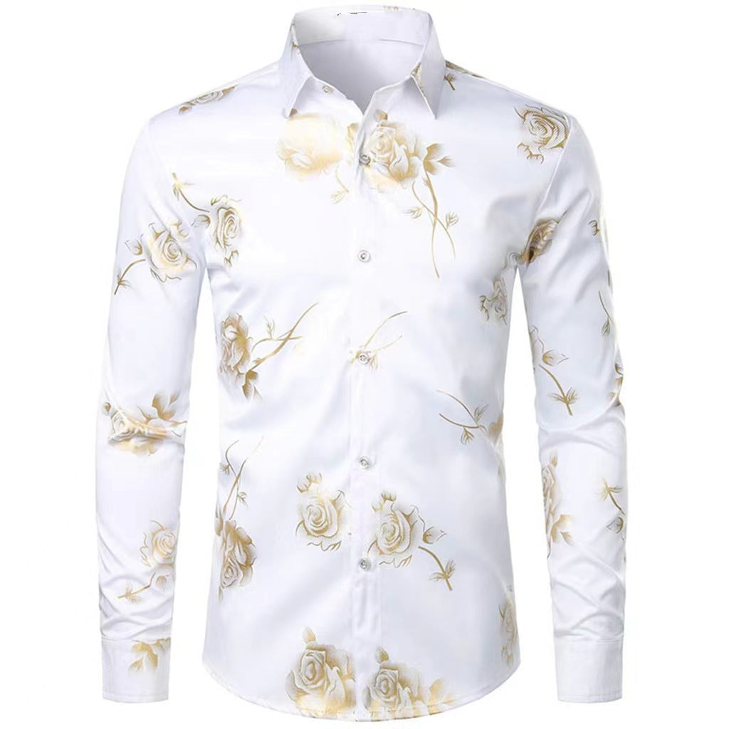 Mens Floral Print Long Sleeve Shirt