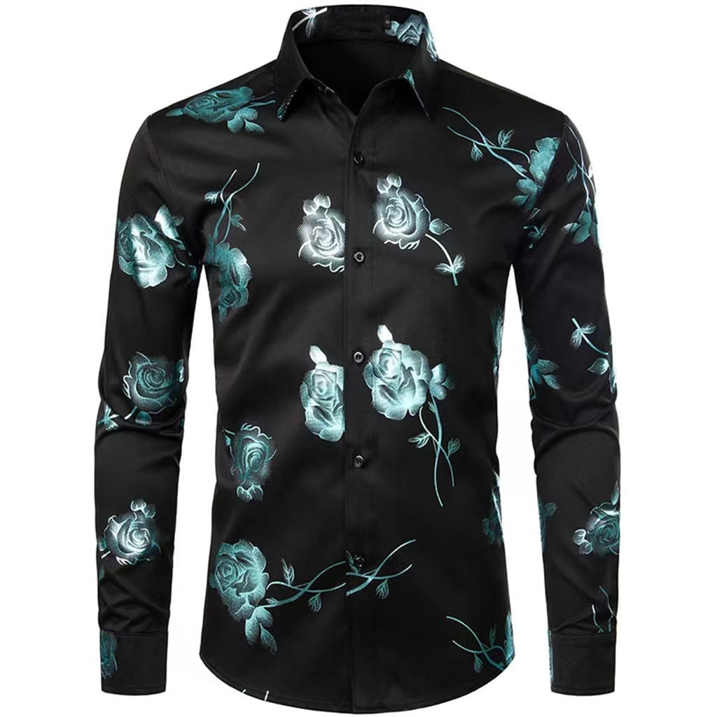 Mens Floral Print Long Sleeve Shirt