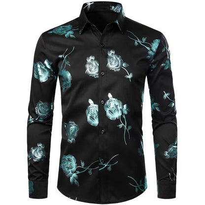 Mens Floral Print Long Sleeve Shirt