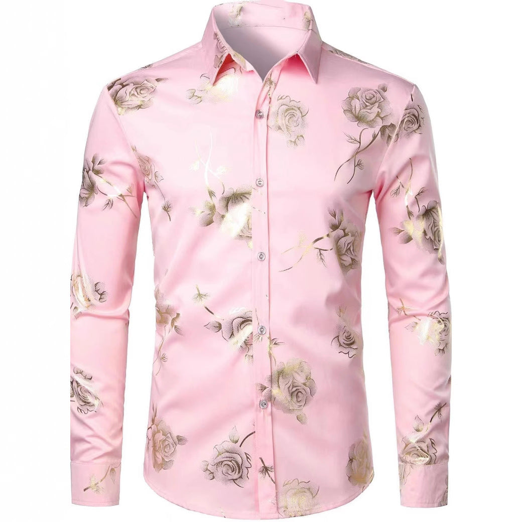 Mens Floral Print Long Sleeve Shirt