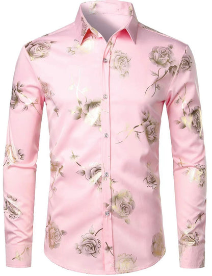 Mens Floral Print Long Sleeve Shirt