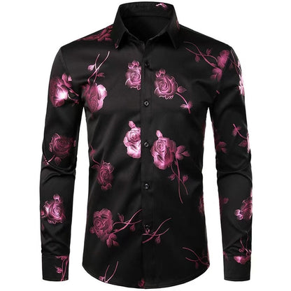 Mens Floral Print Long Sleeve Shirt