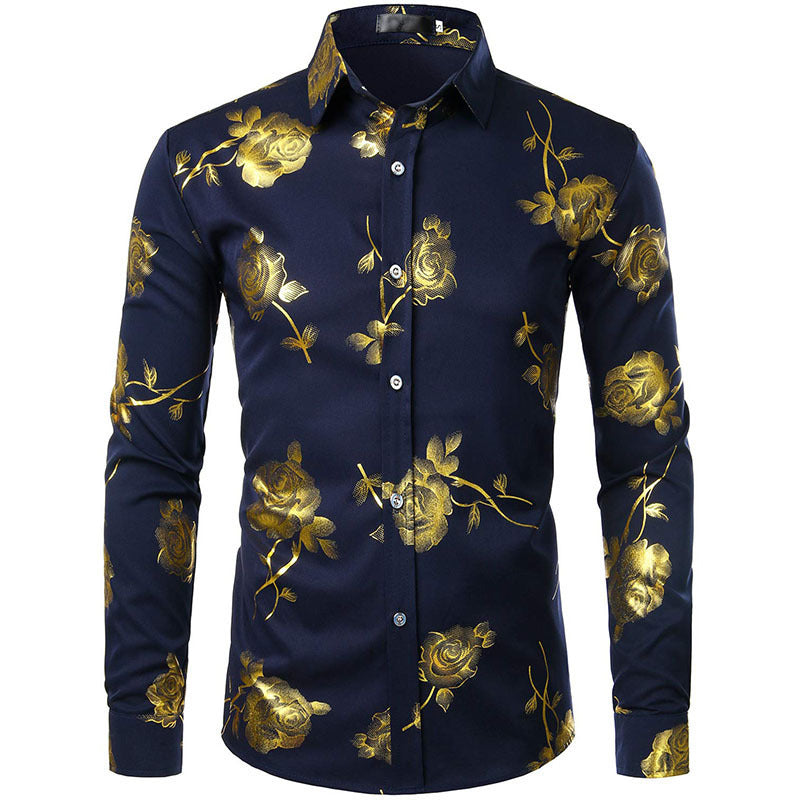Mens Floral Print Long Sleeve Shirt
