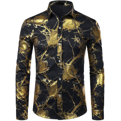 Mens Floral Print Long Sleeve Shirt
