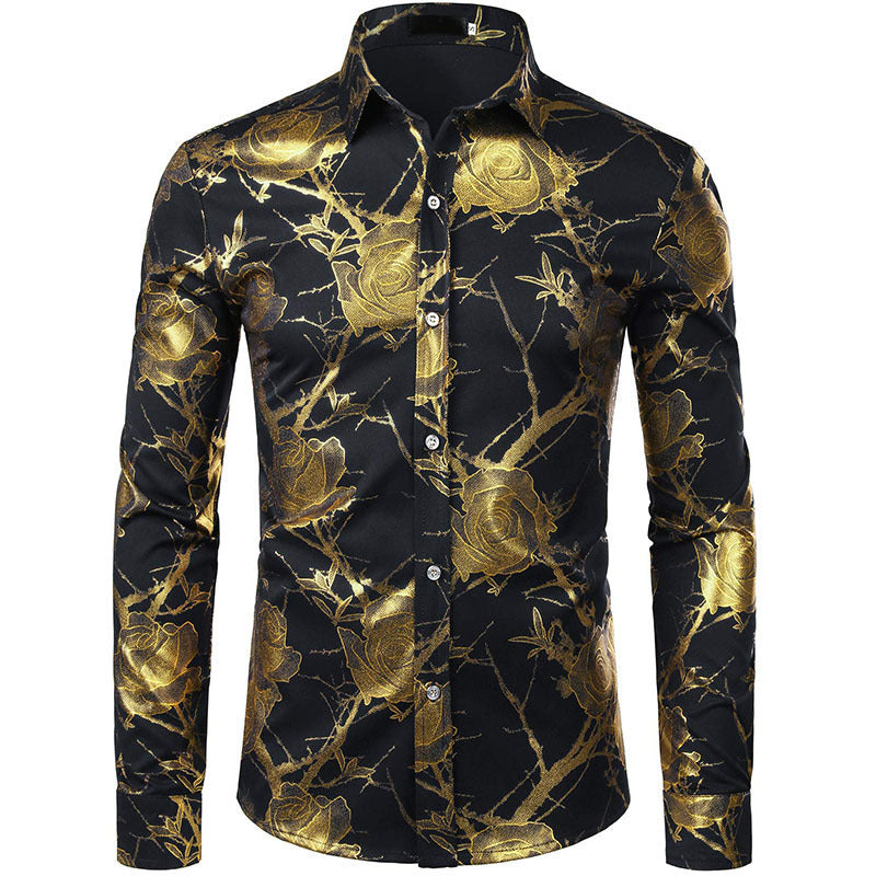 Mens Floral Print Long Sleeve Shirt