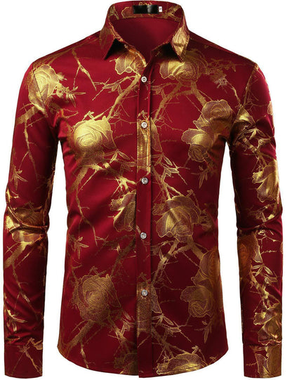 Mens Floral Print Long Sleeve Shirt